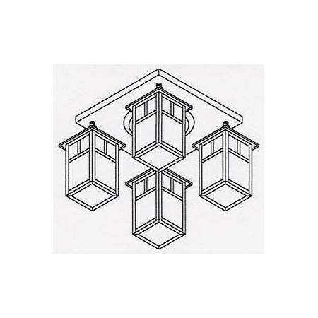 Arroyo Craftsman 6" mission 4 light ceiling mount with T-bar overlay MCM-6/4TWO-MB